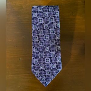 Canali Silk Purple Tie with Black Flowers and Blue Centers